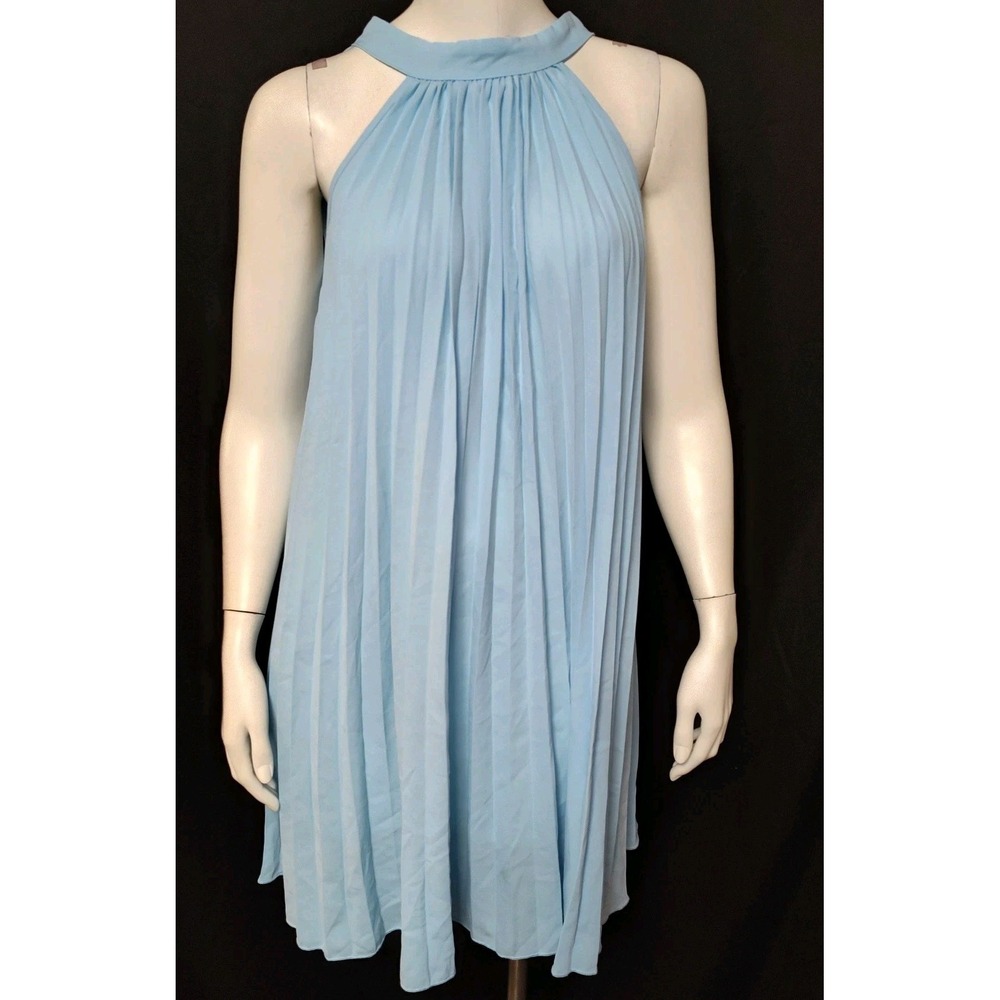 Baby blue XS dress pleated halter necktie social light event dance sleeveless